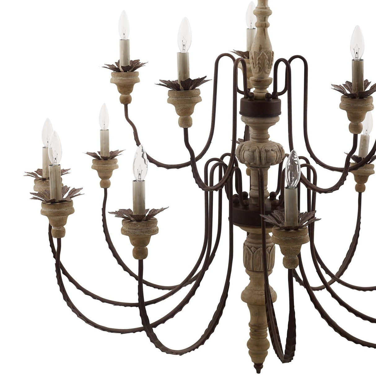 Nobility Pendant Light Ceiling Candelabra Chandelier - French Vintage & Carved Wood Statement