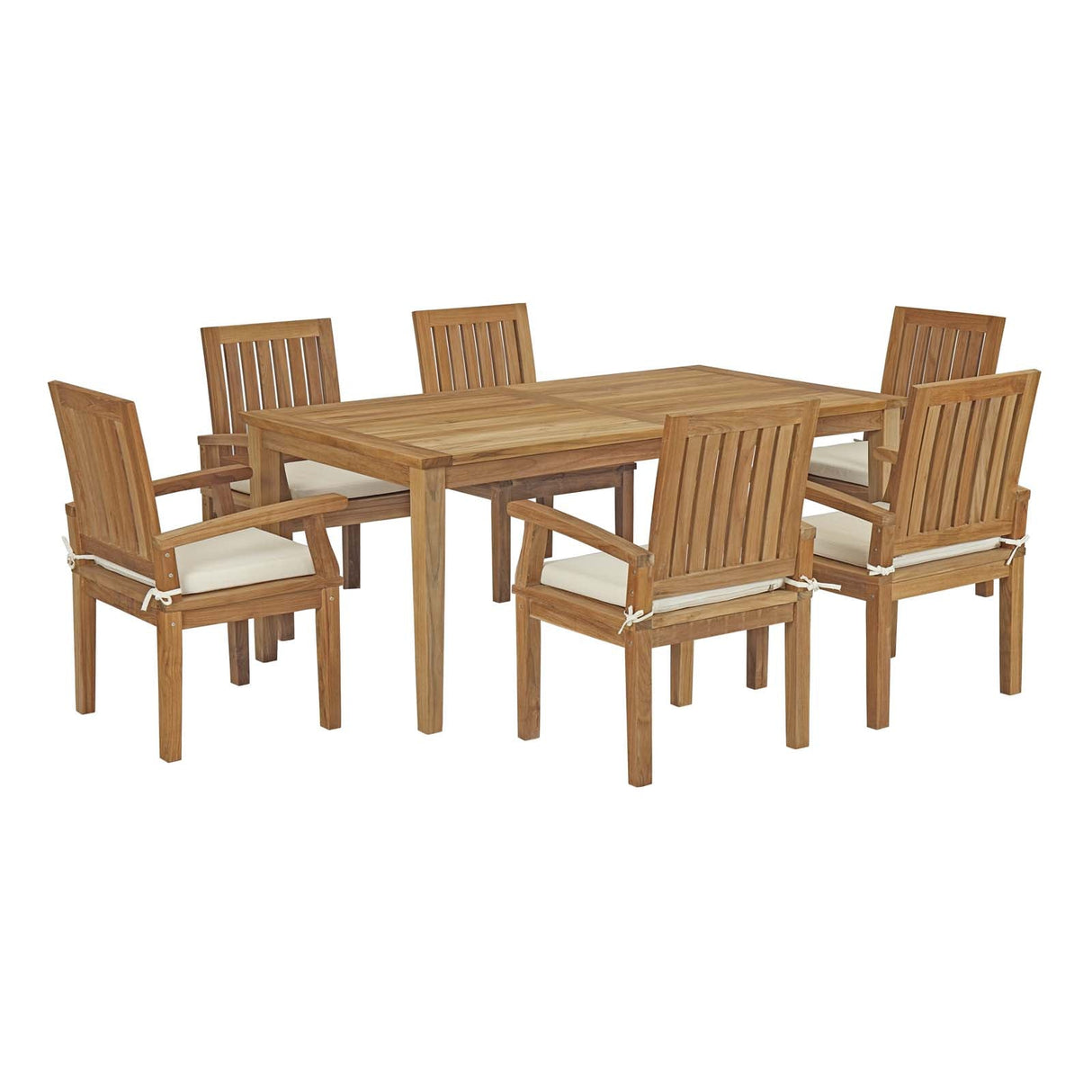 Marina 7 Piece Outdoor Patio Teak Dining Set - Coastal Modern & Weather-Resistant