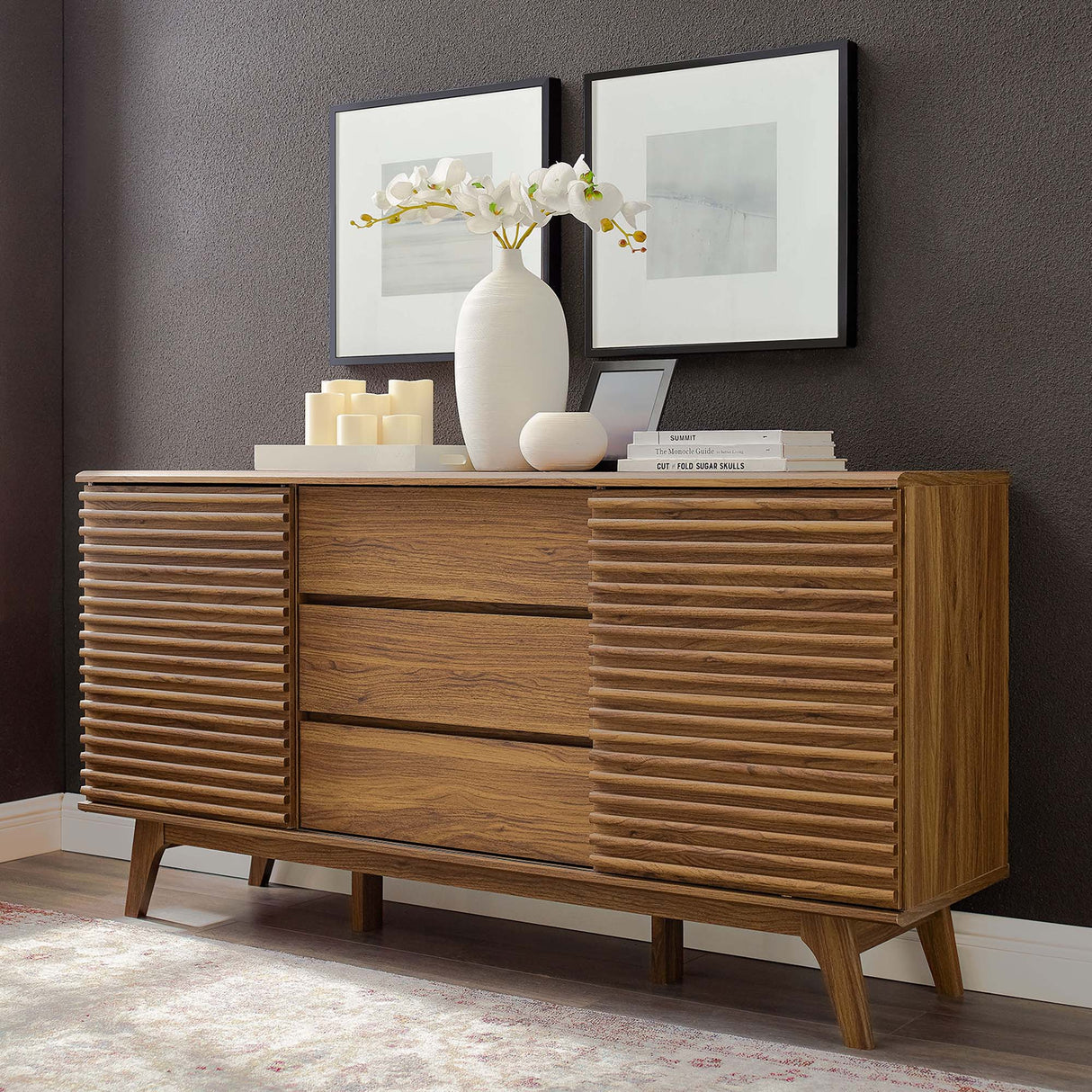 Render 63" Sideboard Buffet Table or TV Stand - Mid-Century Modern & Multi-Functional Storage