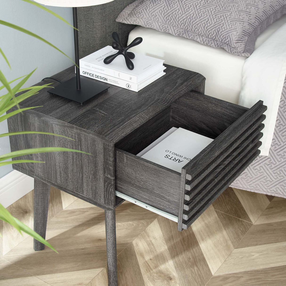 Render End Table - Mid-Century Modern Side Table with Storage Drawer