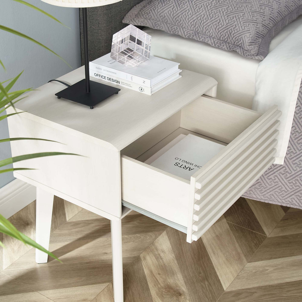 Render End Table - Mid-Century Modern Side Table with Storage Drawer
