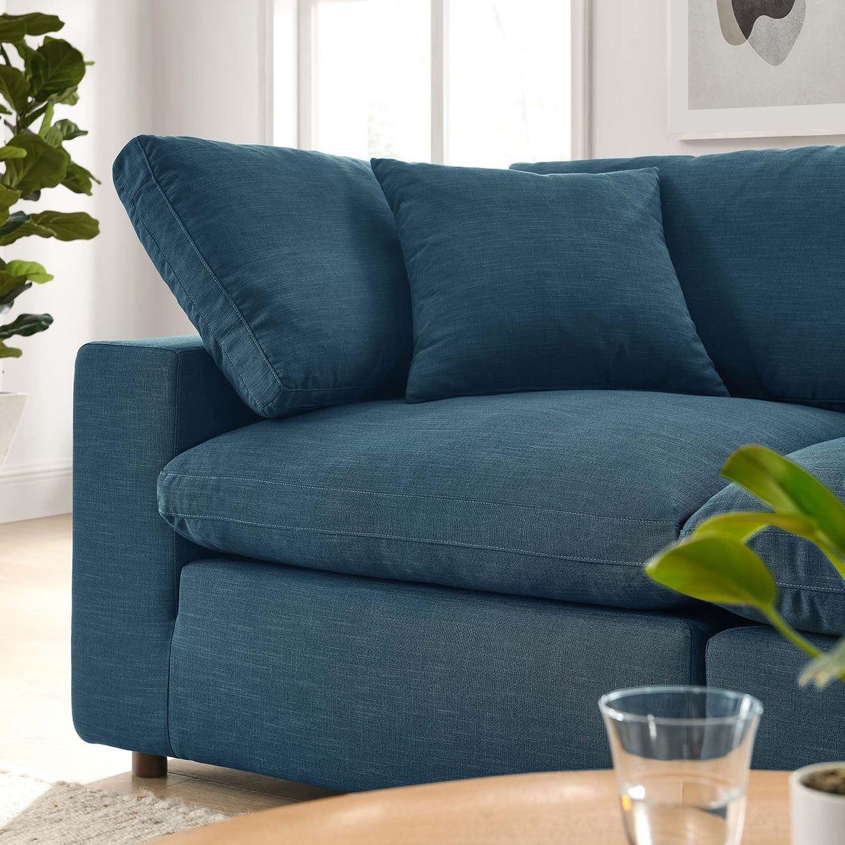 Commix Down Filled Overstuffed 2 Piece Sectional Sofa Set - Modern Cloud Aesthetic & Deep Seating Comfort