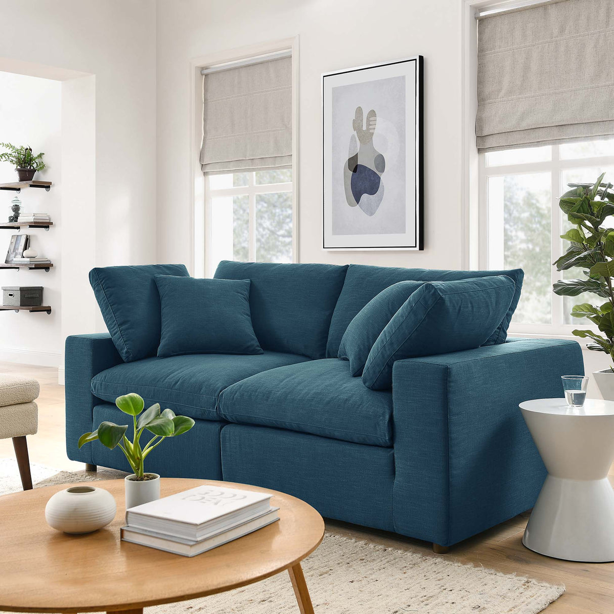 Commix Down Filled Overstuffed 2 Piece Sectional Sofa Set - Modern Cloud Aesthetic & Deep Seating Comfort