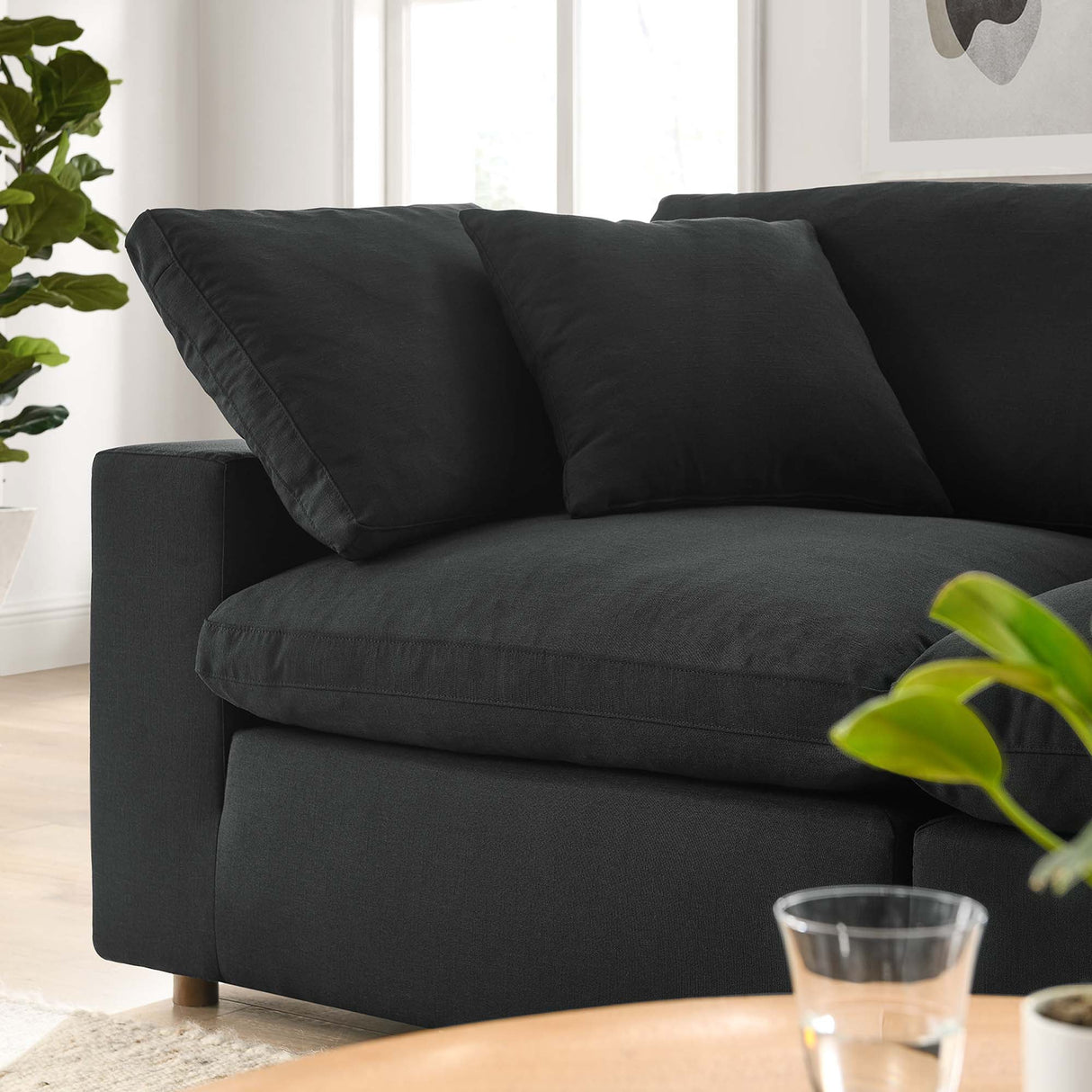 Commix Down Filled Overstuffed 2 Piece Sectional Sofa Set - Modern Cloud Aesthetic & Deep Seating Comfort