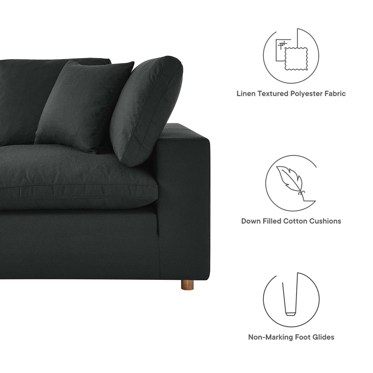 Commix Down Filled Overstuffed 2 Piece Sectional Sofa Set - Modern Cloud Aesthetic & Deep Seating Comfort