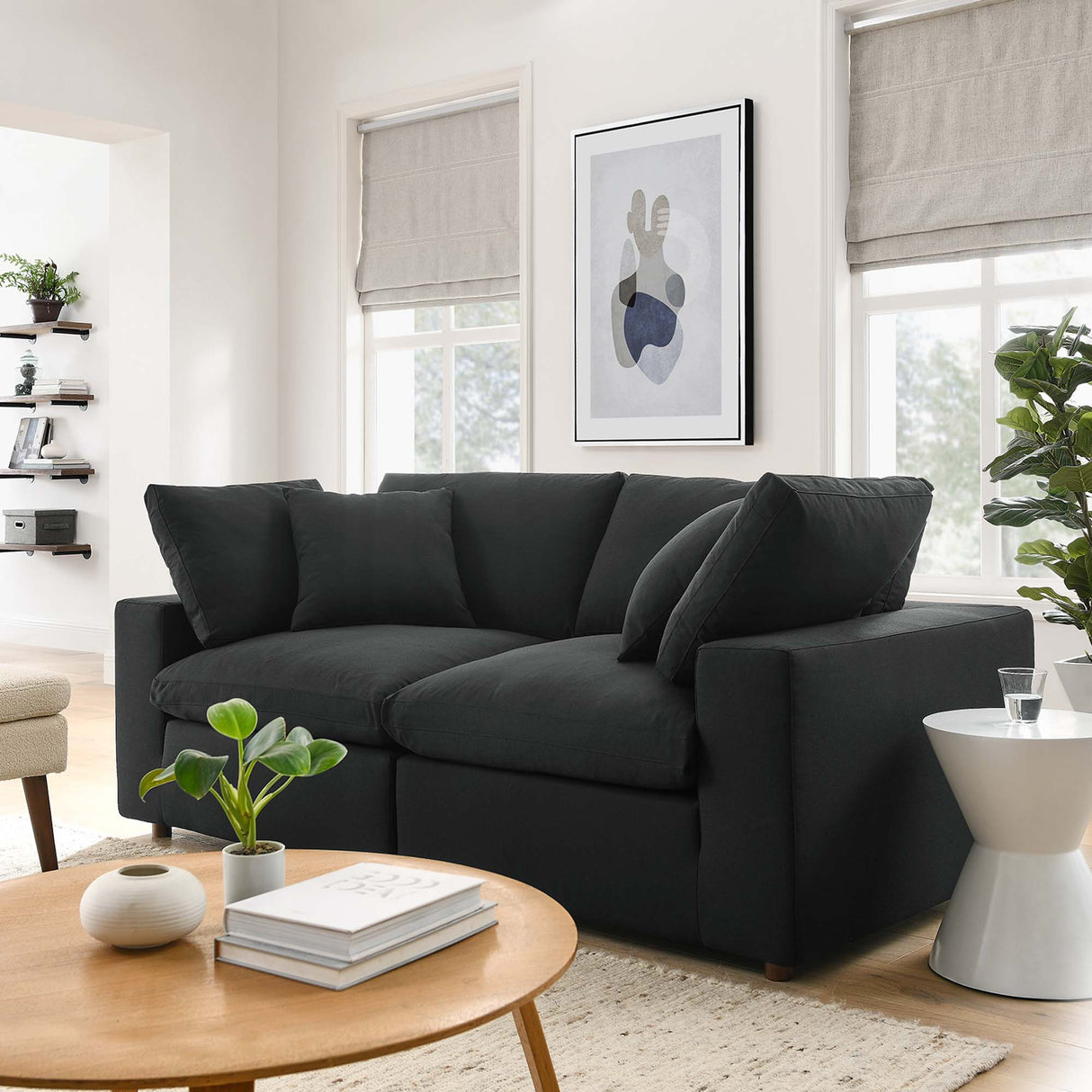 Commix Down Filled Overstuffed 2 Piece Sectional Sofa Set - Modern Cloud Aesthetic & Deep Seating Comfort