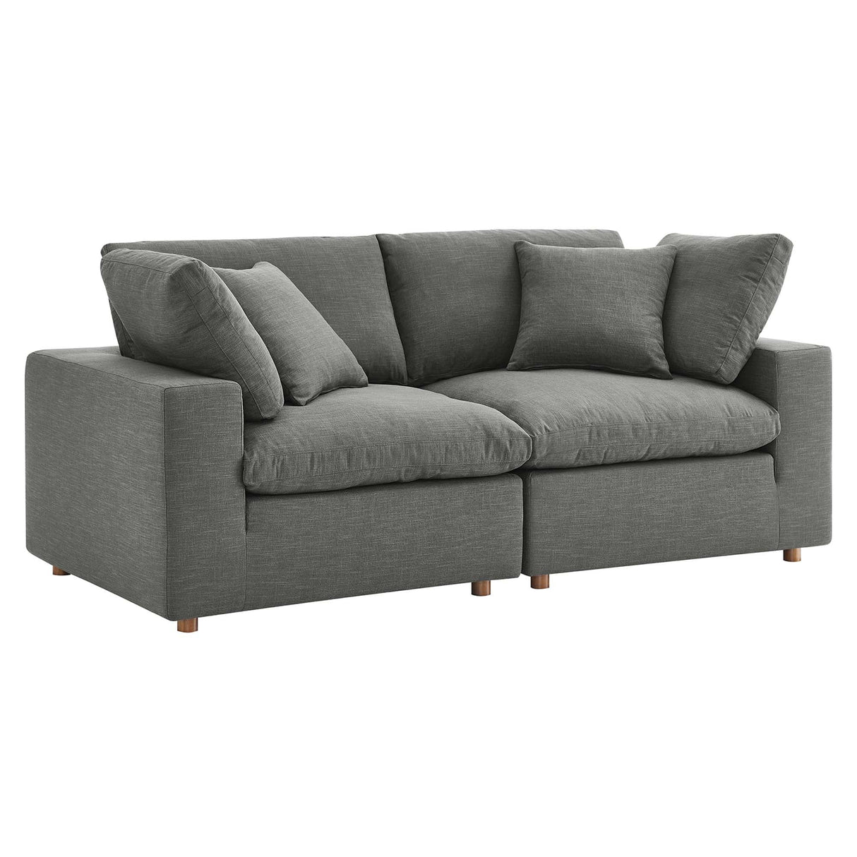 Commix Down Filled Overstuffed 2 Piece Sectional Sofa Set - Modern Cloud Aesthetic & Deep Seating Comfort