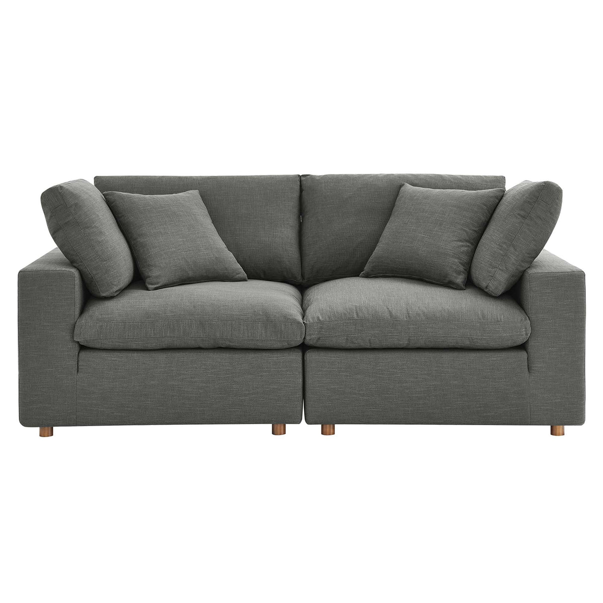 Commix Down Filled Overstuffed 2 Piece Sectional Sofa Set - Modern Cloud Aesthetic & Deep Seating Comfort