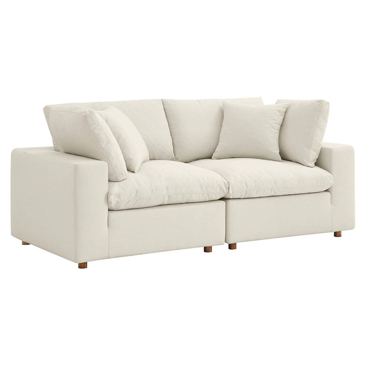Commix Down Filled Overstuffed 2 Piece Sectional Sofa Set - Modern Cloud Aesthetic & Deep Seating Comfort