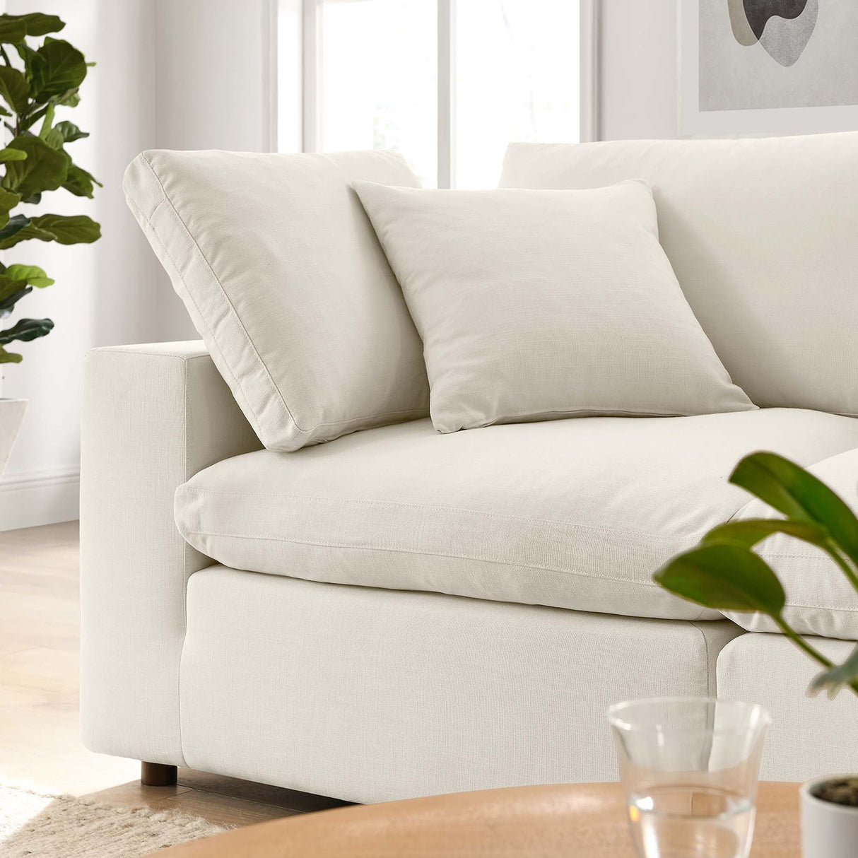 Commix Down Filled Overstuffed 2 Piece Sectional Sofa Set - Modern Cloud Aesthetic & Deep Seating Comfort