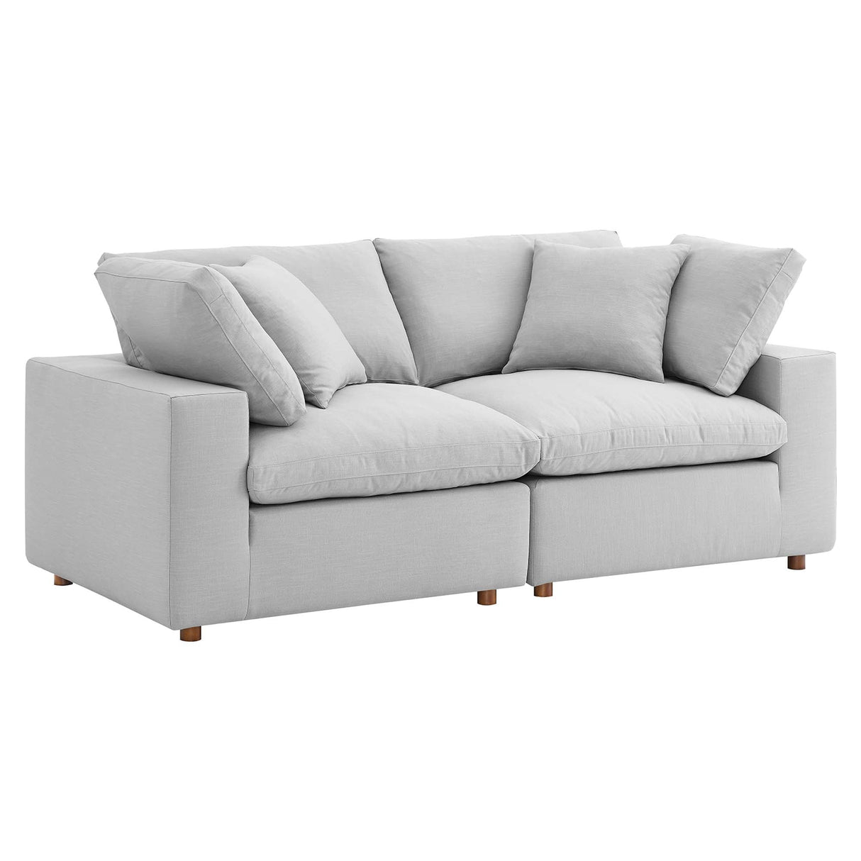 Commix Down Filled Overstuffed 2 Piece Sectional Sofa Set - Modern Cloud Aesthetic & Deep Seating Comfort