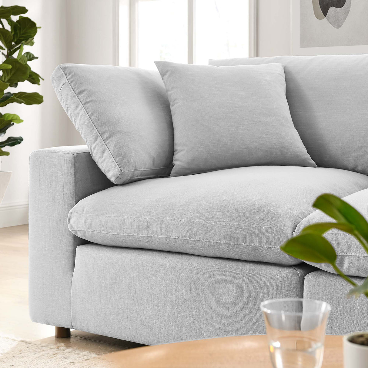 Commix Down Filled Overstuffed 2 Piece Sectional Sofa Set - Modern Cloud Aesthetic & Deep Seating Comfort