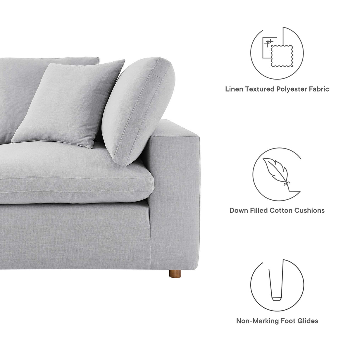 Commix Down Filled Overstuffed 2 Piece Sectional Sofa Set - Modern Cloud Aesthetic & Deep Seating Comfort