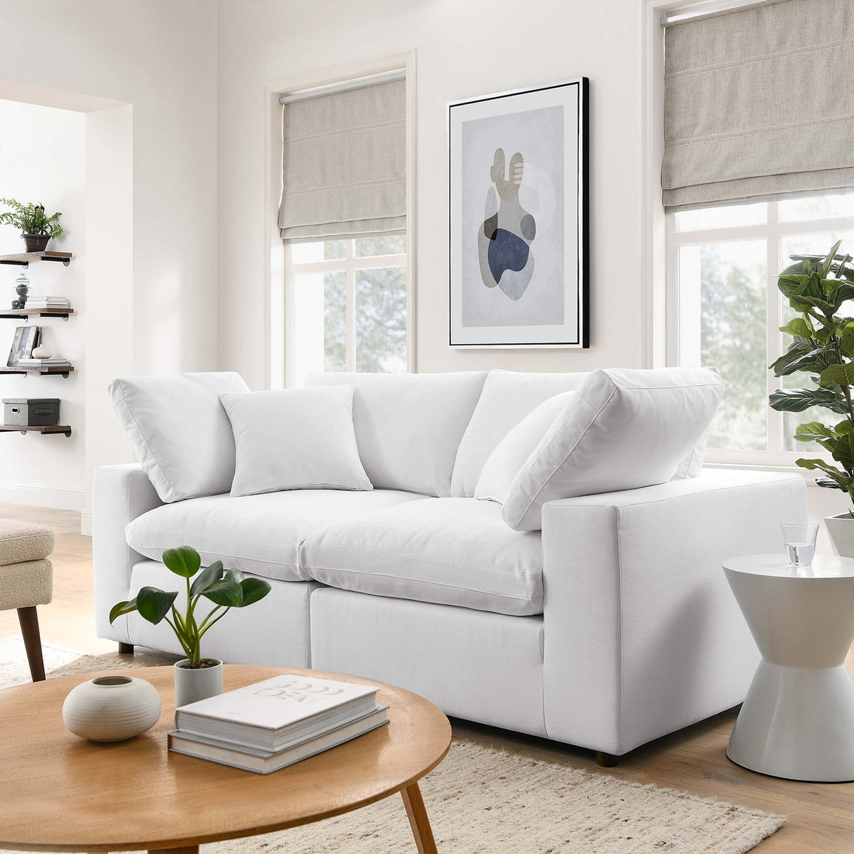 Commix Down Filled Overstuffed 2 Piece Sectional Sofa Set - Modern Cloud Aesthetic & Deep Seating Comfort