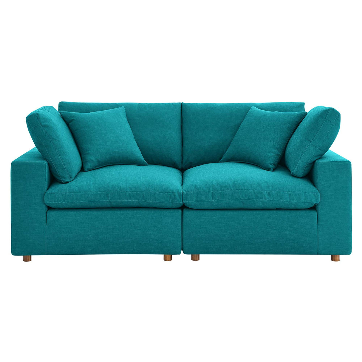 Commix Down Filled Overstuffed 2 Piece Sectional Sofa Set - Modern Cloud Aesthetic & Deep Seating Comfort