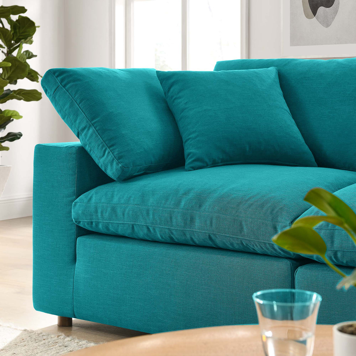 Commix Down Filled Overstuffed 2 Piece Sectional Sofa Set - Modern Cloud Aesthetic & Deep Seating Comfort