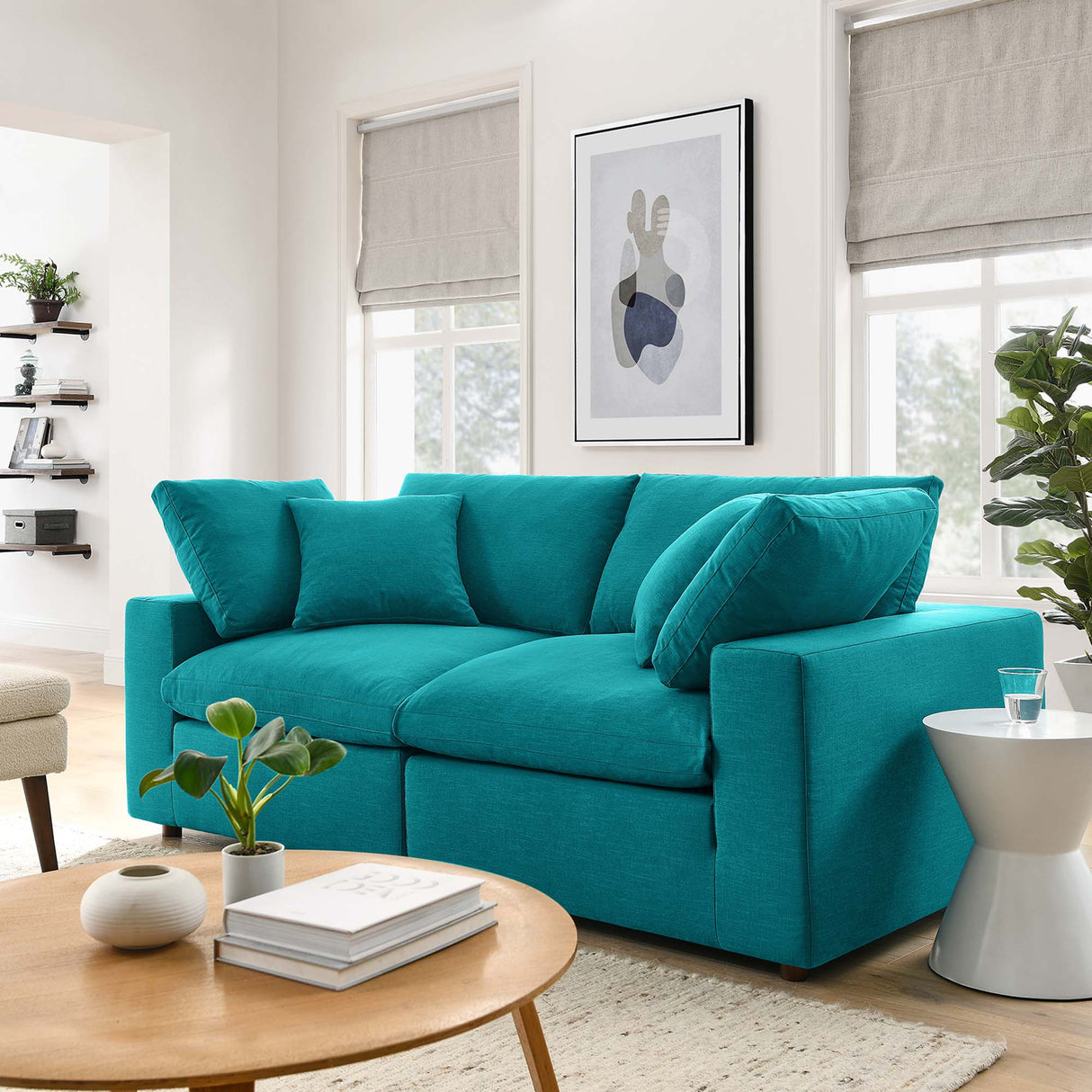 Commix Down Filled Overstuffed 2 Piece Sectional Sofa Set - Modern Cloud Aesthetic & Deep Seating Comfort