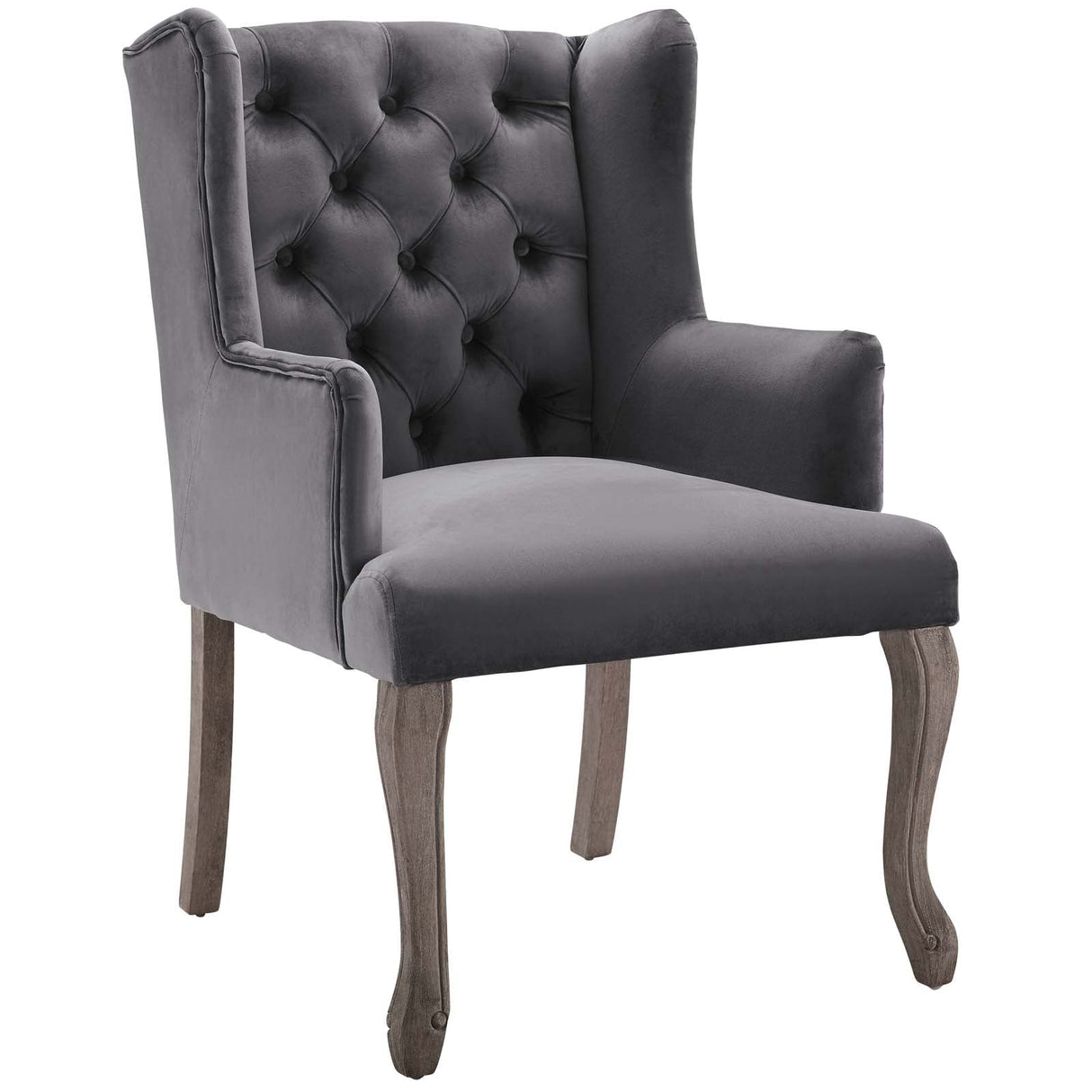 Realm French Vintage Dining Performance Velvet Armchair - Antique Wingback & Stain-Resistant