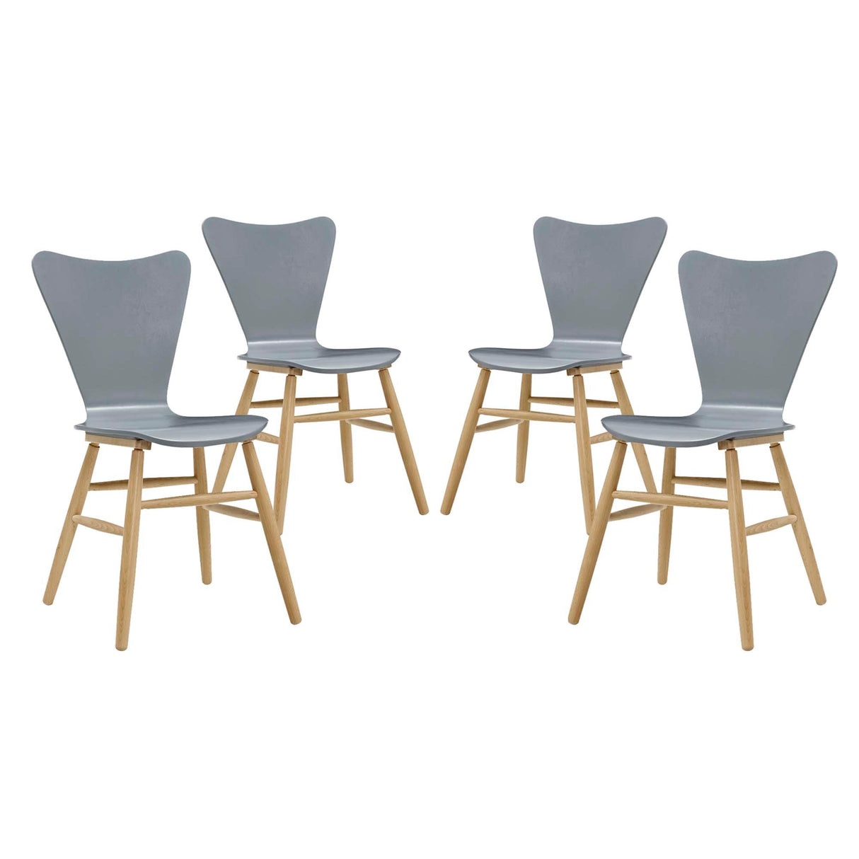 Cascade Dining Chair Set of 4 - Mid-Century Modern Bentwood & Minimalist Seating