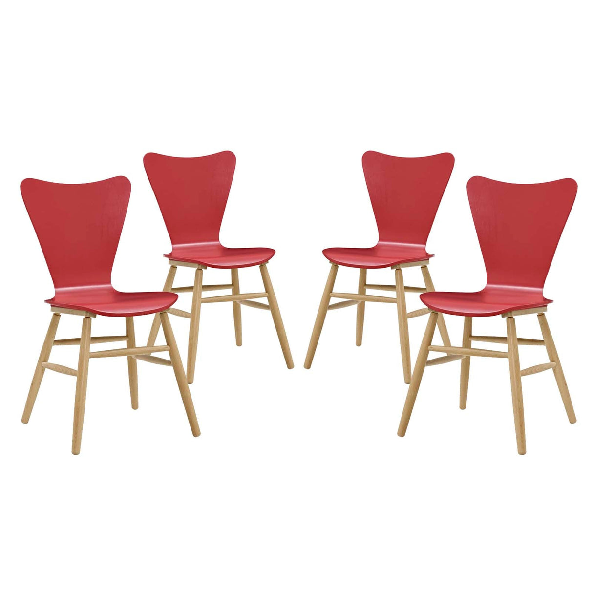 Cascade Dining Chair Set of 4 - Mid-Century Modern Bentwood & Minimalist Seating