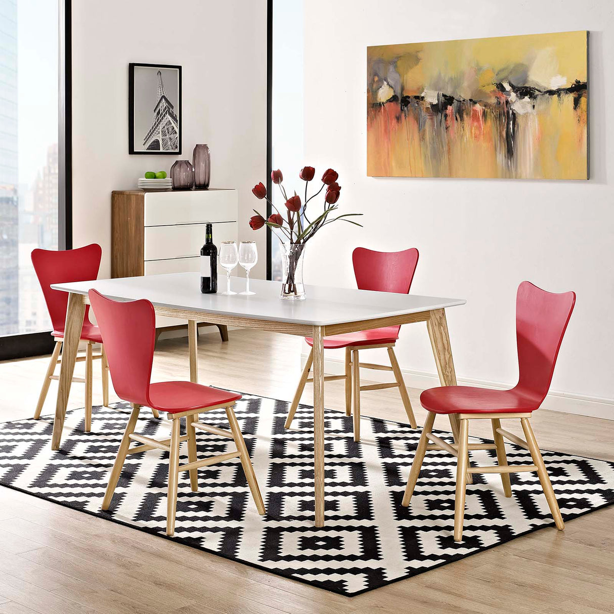 Cascade Dining Chair Set of 4 - Mid-Century Modern Bentwood & Minimalist Seating