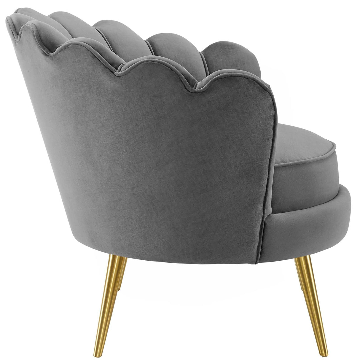 Admire Scalloped Edge Performance Velvet Accent Armchair - Glam Deco & Stain-Resistant