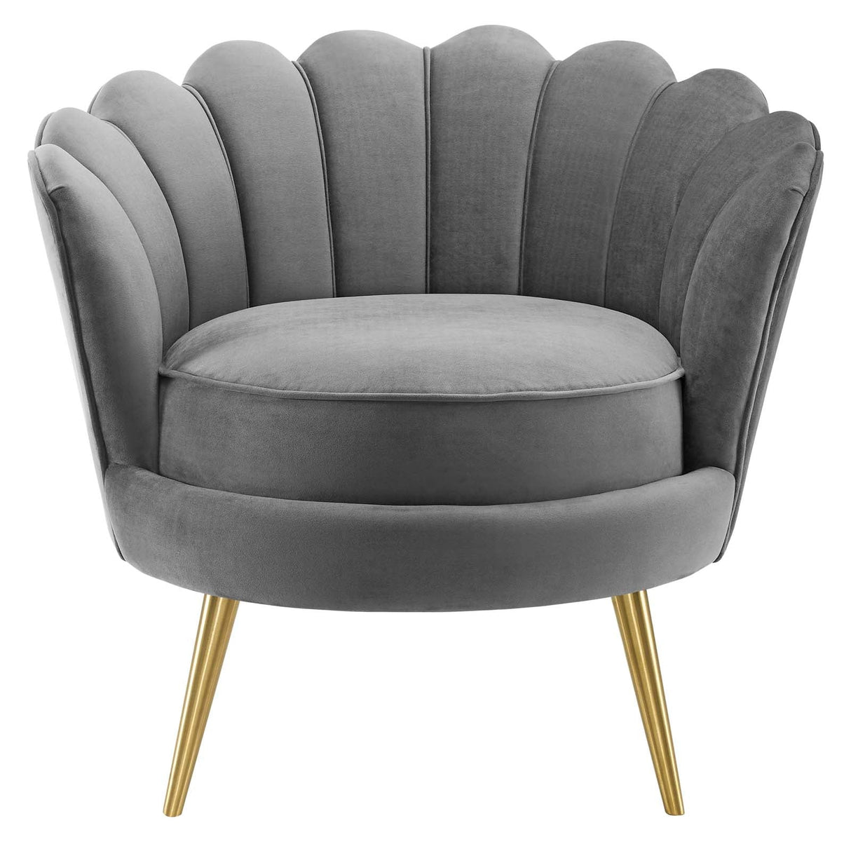 Admire Scalloped Edge Performance Velvet Accent Armchair - Glam Deco & Stain-Resistant