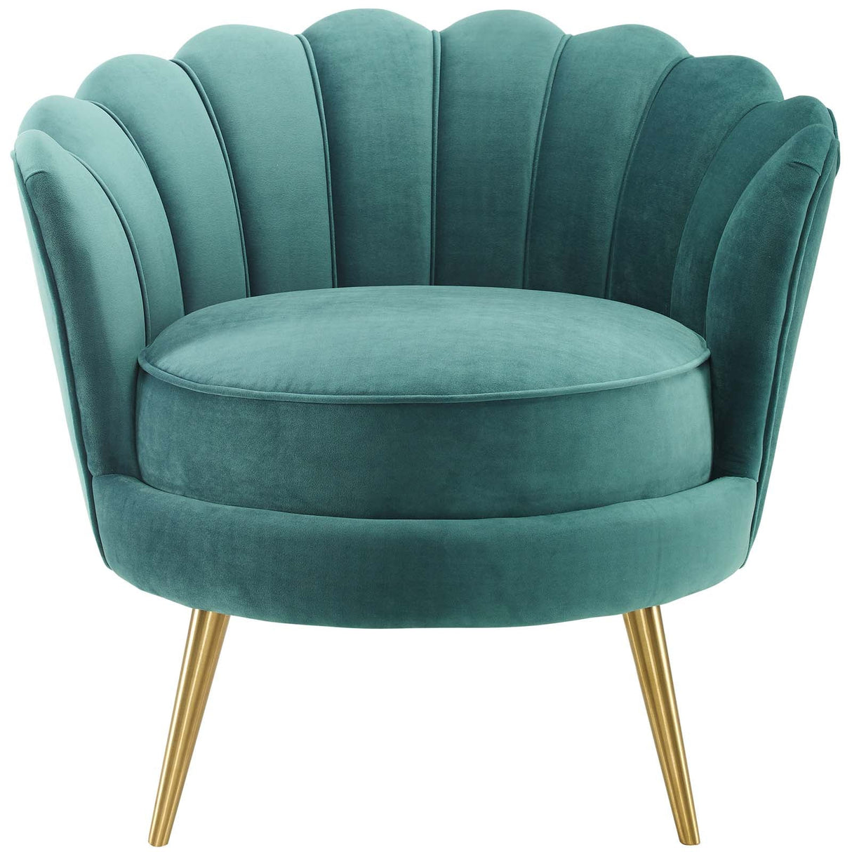 Admire Scalloped Edge Performance Velvet Accent Armchair - Glam Deco & Stain-Resistant