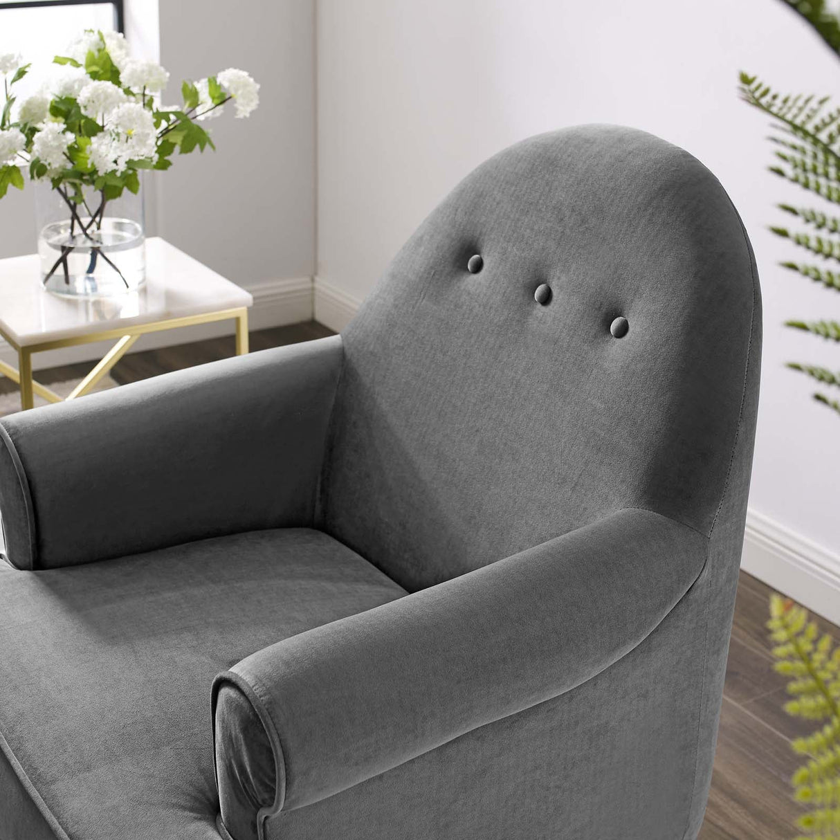 Revive Tufted Button Accent Performance Velvet Armchair - Mid-Century Modern & Stain-Resistant