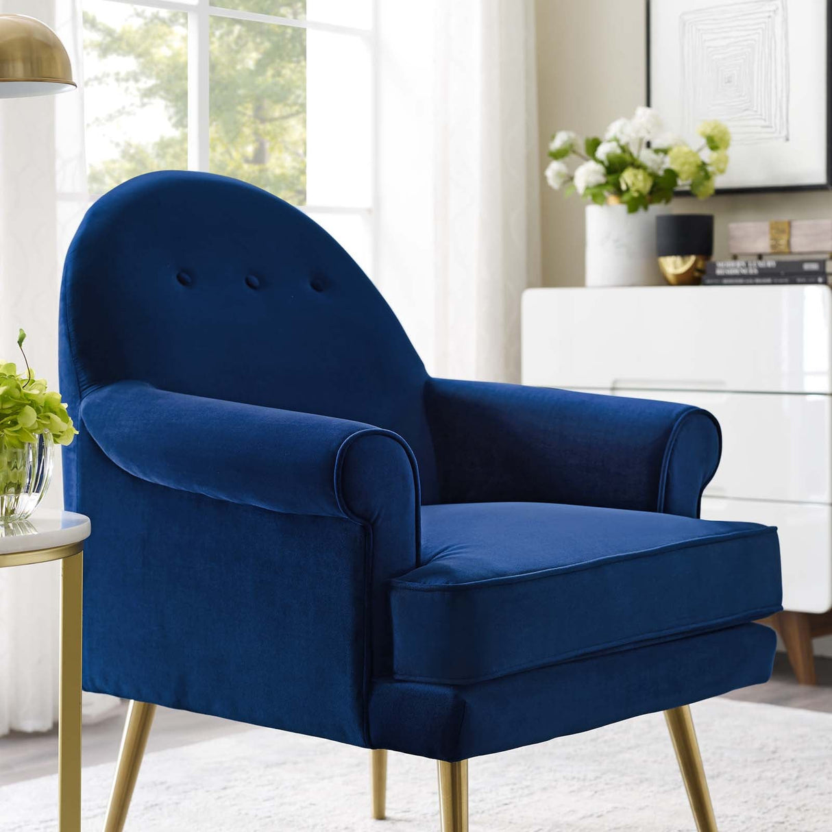 Revive Tufted Button Accent Performance Velvet Armchair - Mid-Century Modern & Stain-Resistant
