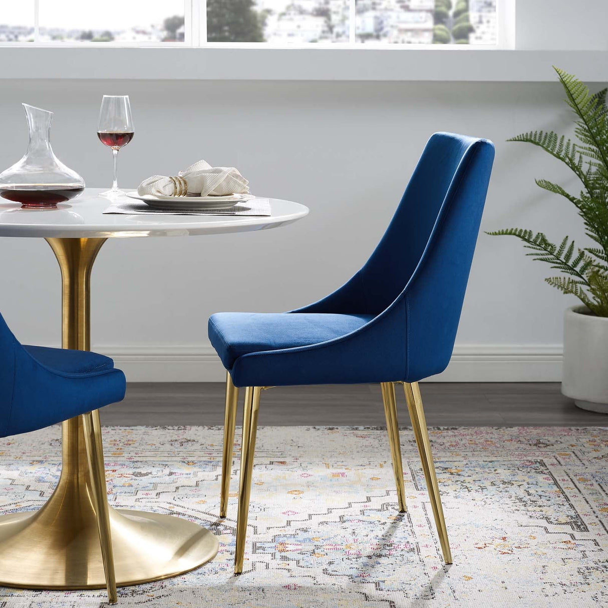Viscount Modern Accent Performance Velvet Dining Chair - Vintage Glam & Stain-Resistant