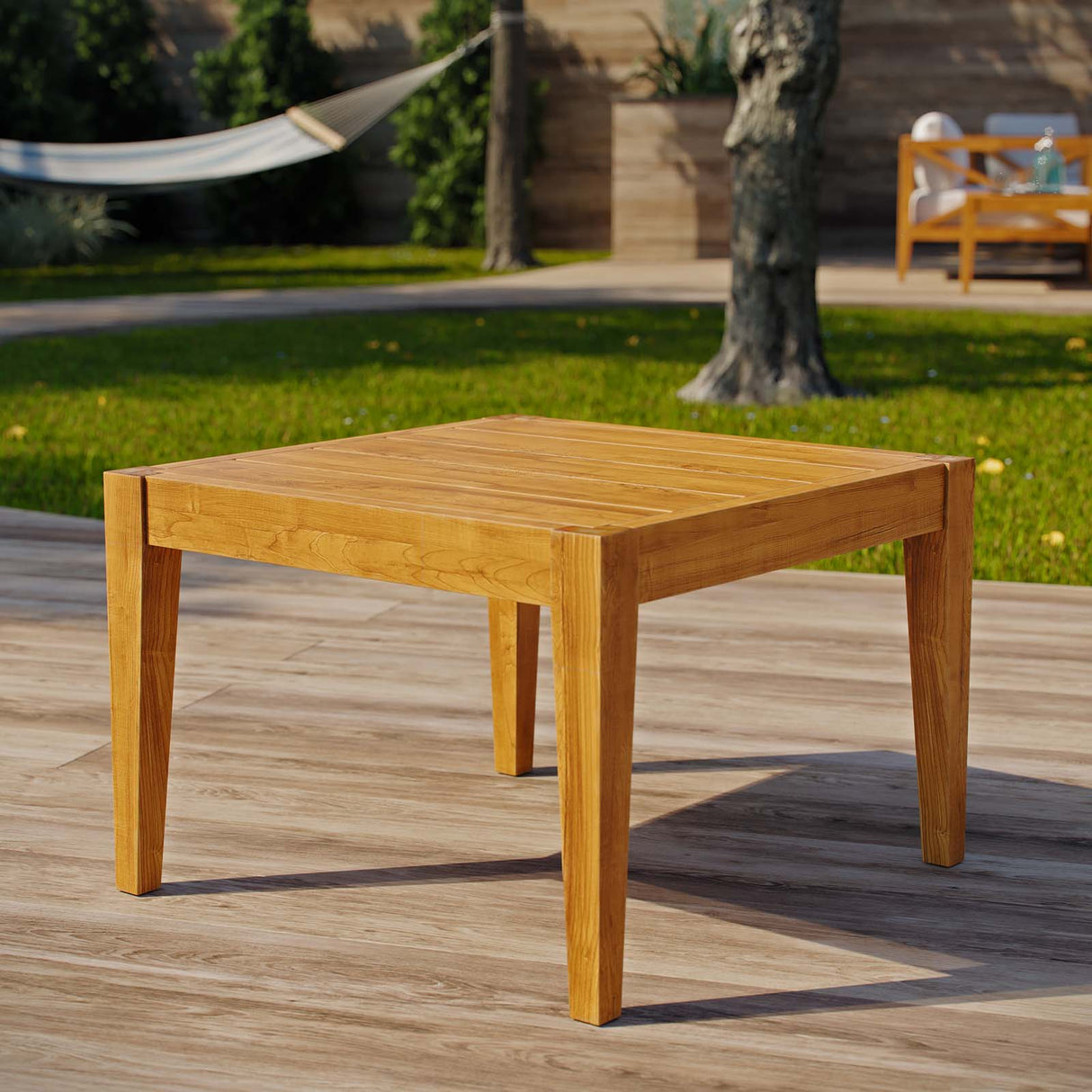 Northlake Outdoor Patio Premium Grade A Teak Wood Side Table - Coastal Modern & Weather-Resistant