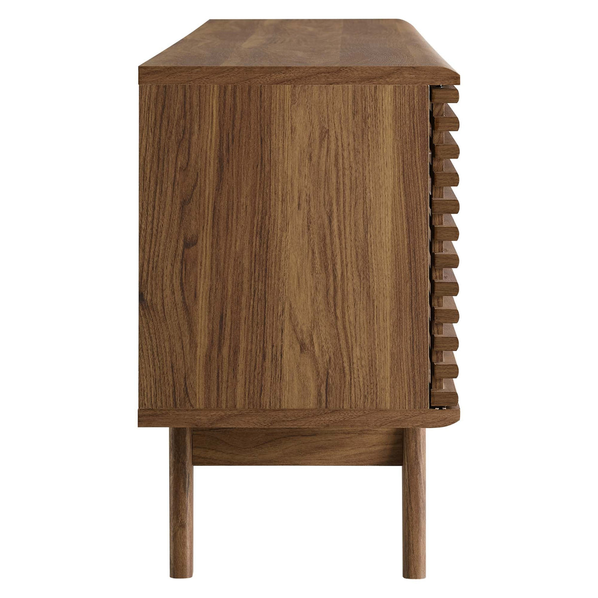 Render 71" Media Console TV Stand - Mid-Century Modern & Slatted Sliding Doors