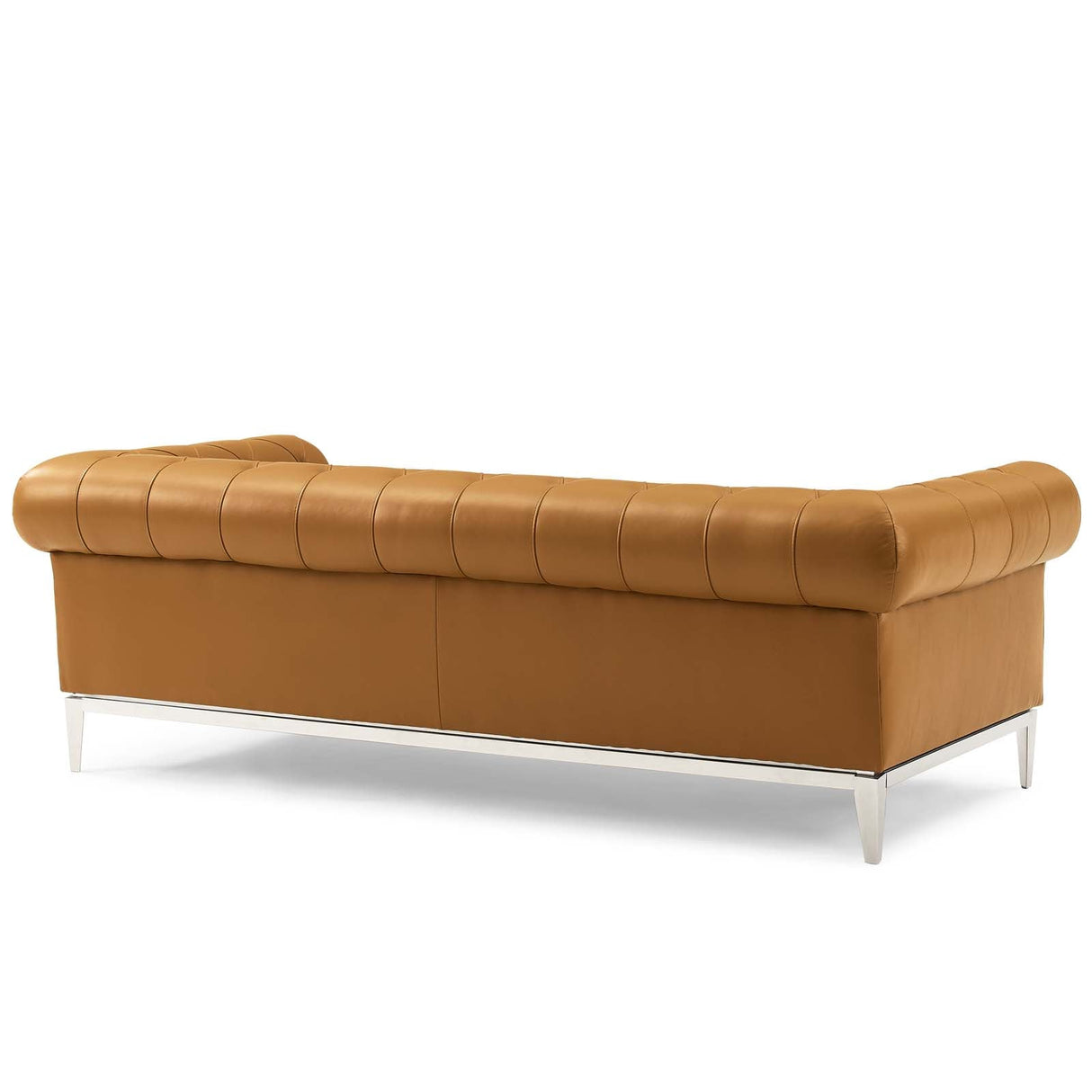 Idyll Tufted Button Upholstered Leather Chesterfield Sofa - Vintage Glam & Large Living Room Seating