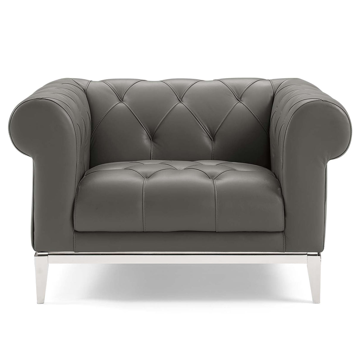 Idyll Tufted Button Upholstered Leather Chesterfield Armchair - Vintage Glam & Ergonomic Seating