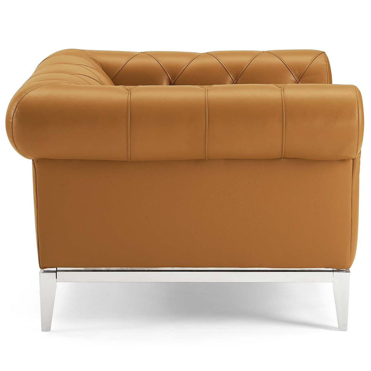 Idyll Tufted Button Upholstered Leather Chesterfield Armchair - Vintage Glam & Ergonomic Seating