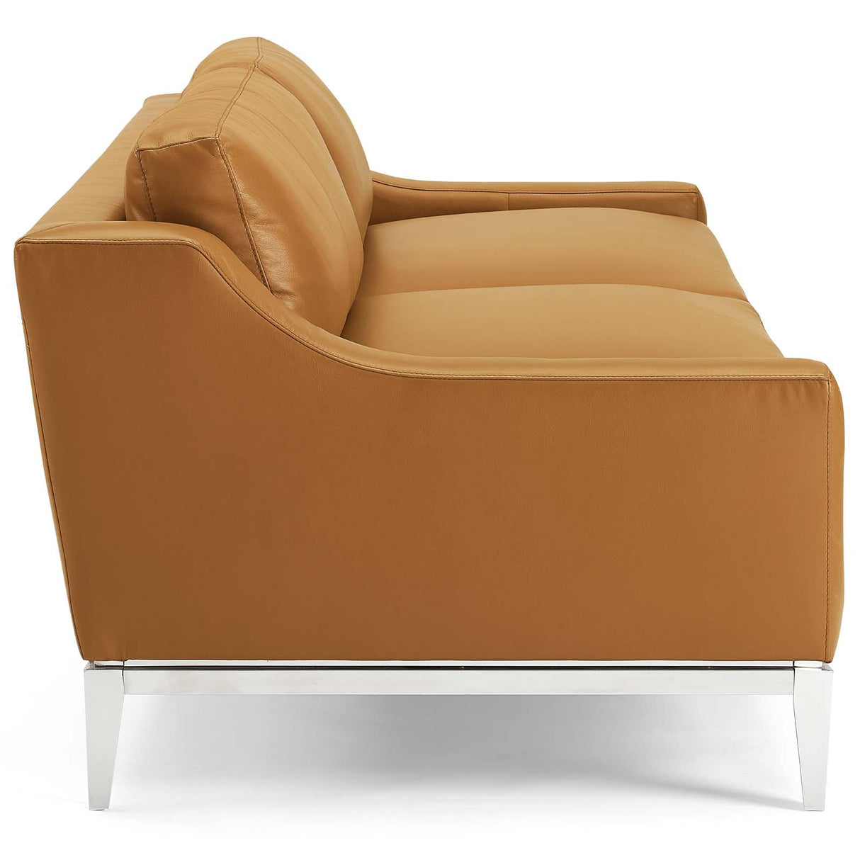 Harness 83.5" Leather Sofa - Mid-Century Modern & Stainless Steel Base