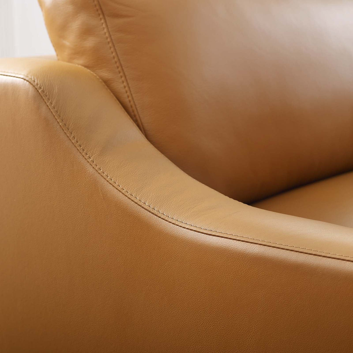 Harness Stainless Steel Base Leather Armchair - Mid-Century Modern & Polished Chrome Support
