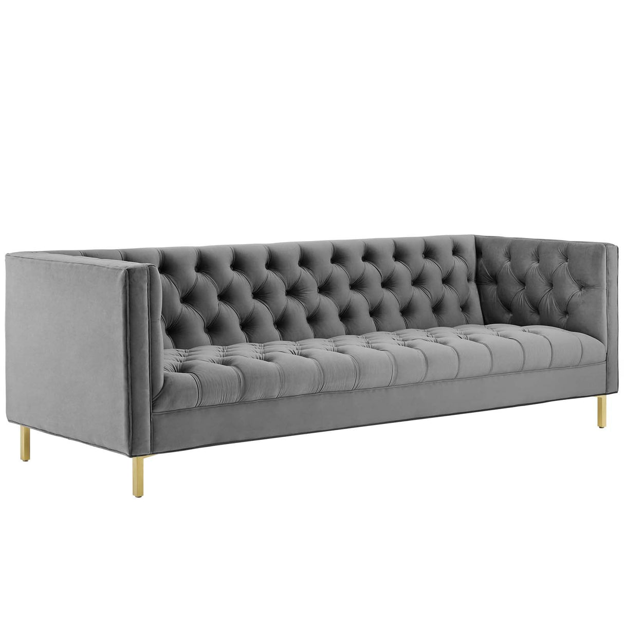 Delight Tufted Button Performance Velvet Sofa - Glam Deco & Stain-Resistant
