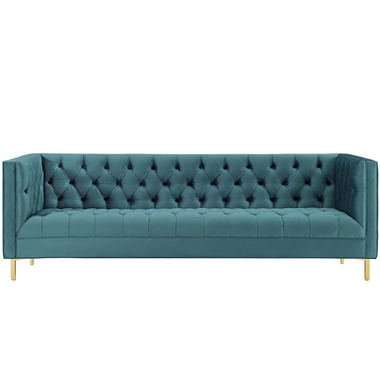 Delight Tufted Button Performance Velvet Sofa - Glam Deco & Stain-Resistant