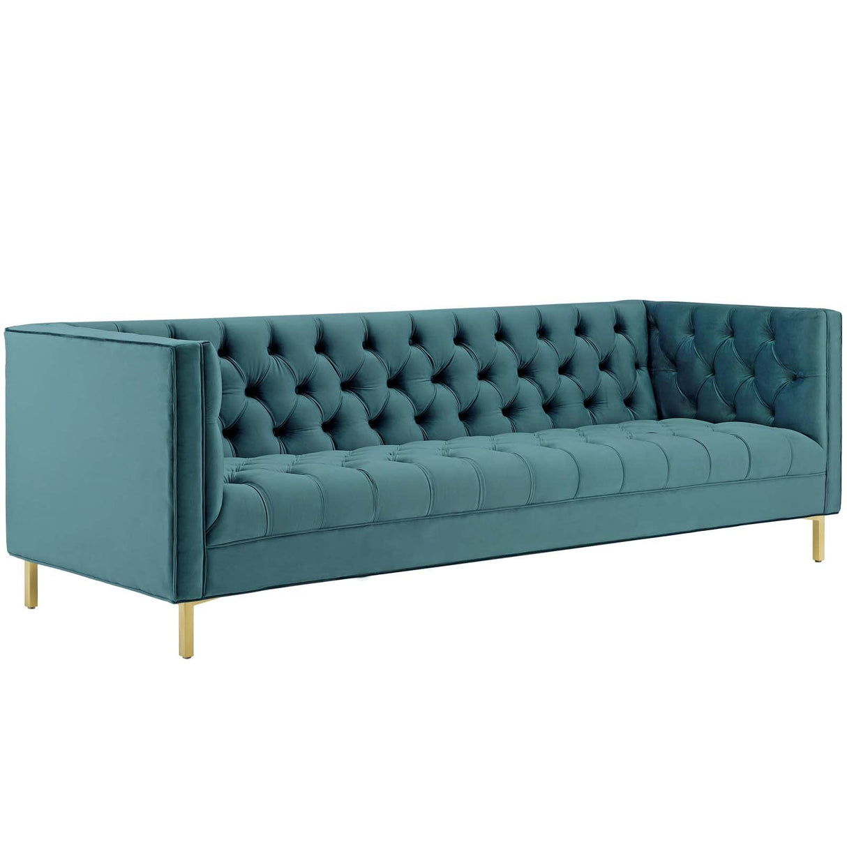 Delight Tufted Button Performance Velvet Sofa - Glam Deco & Stain-Resistant
