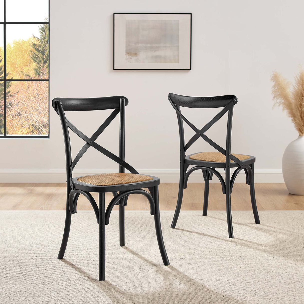 Gear Spindle Back Wood Dining Side Chair Set of 2 - Rustic Modern & Tapered Legs