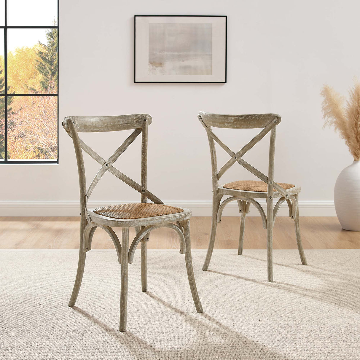 Gear Spindle Back Wood Dining Side Chair Set of 2 - Rustic Modern & Tapered Legs