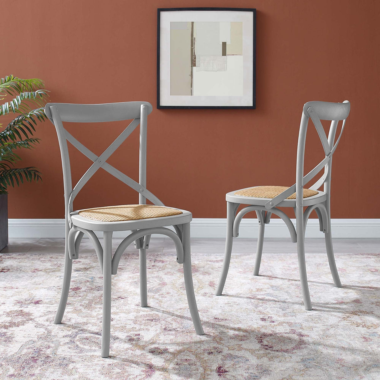 Gear Spindle Back Wood Dining Side Chair Set of 2 - Rustic Modern & Tapered Legs