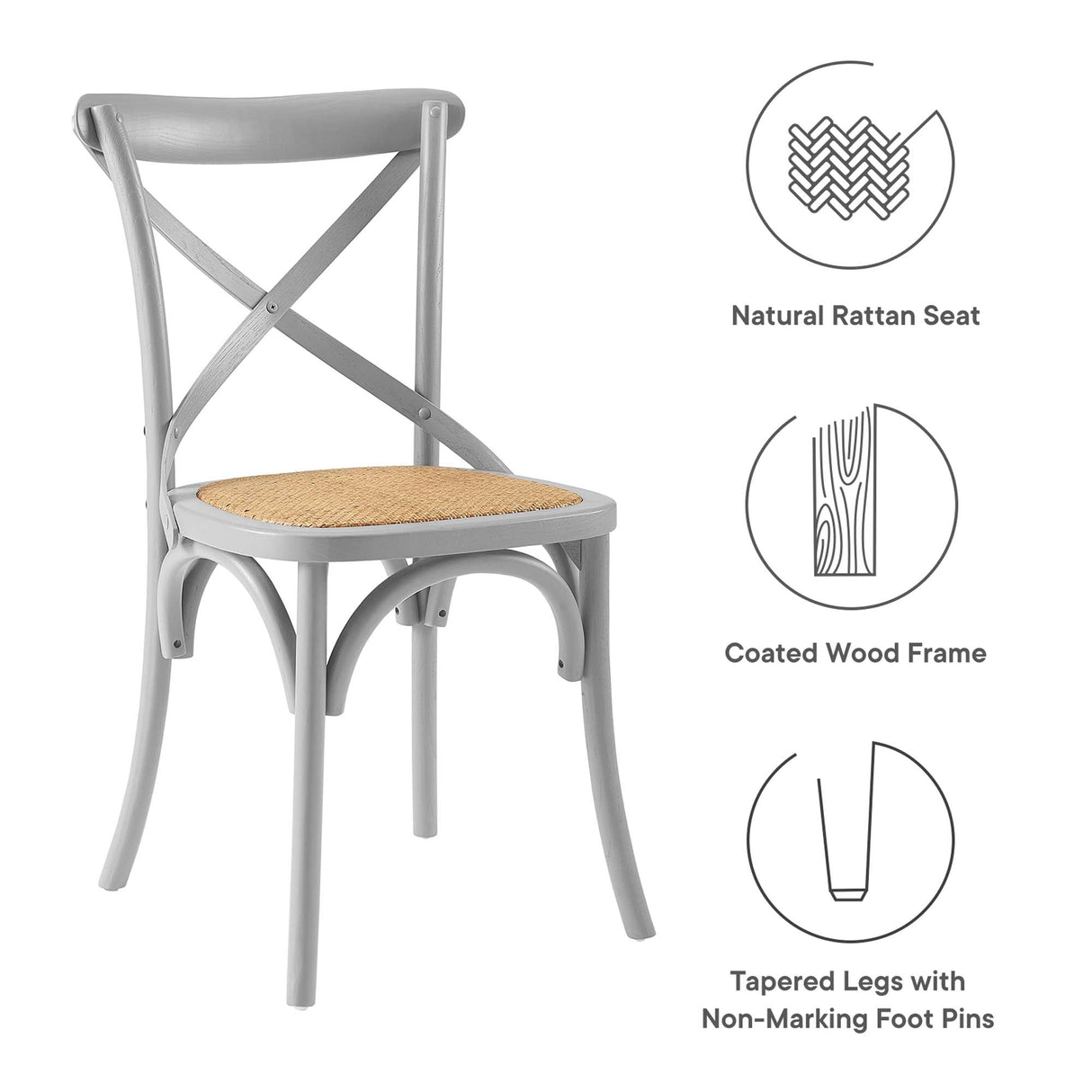 Gear Spindle Back Wood Dining Side Chair Set of 2 - Rustic Modern & Tapered Legs