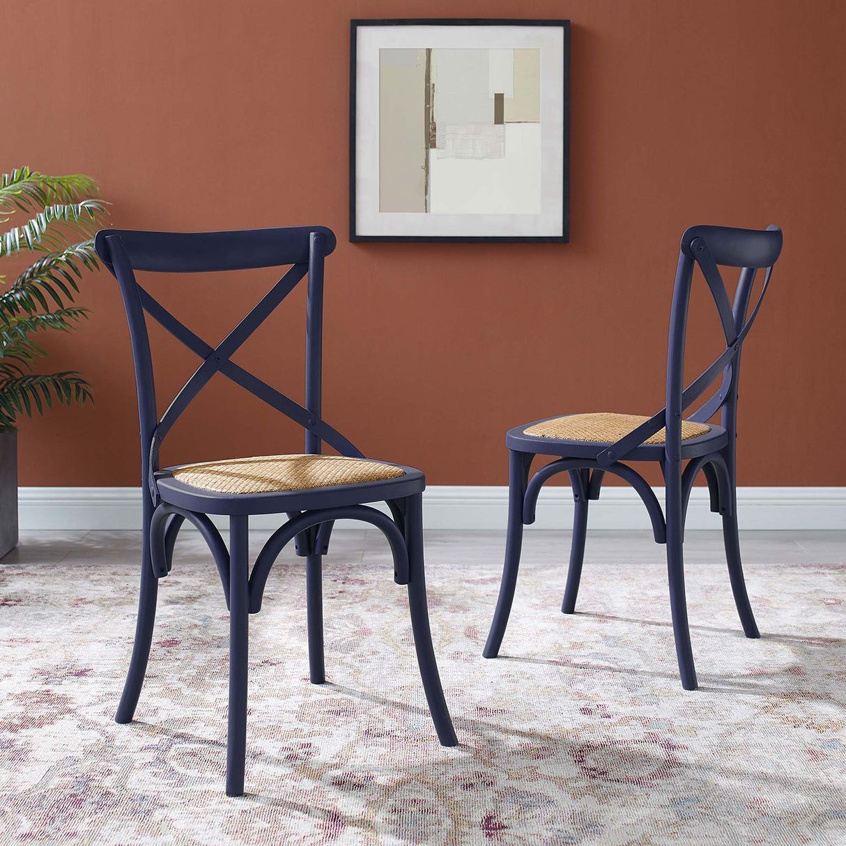 Gear Spindle Back Wood Dining Side Chair Set of 2 - Rustic Modern & Tapered Legs