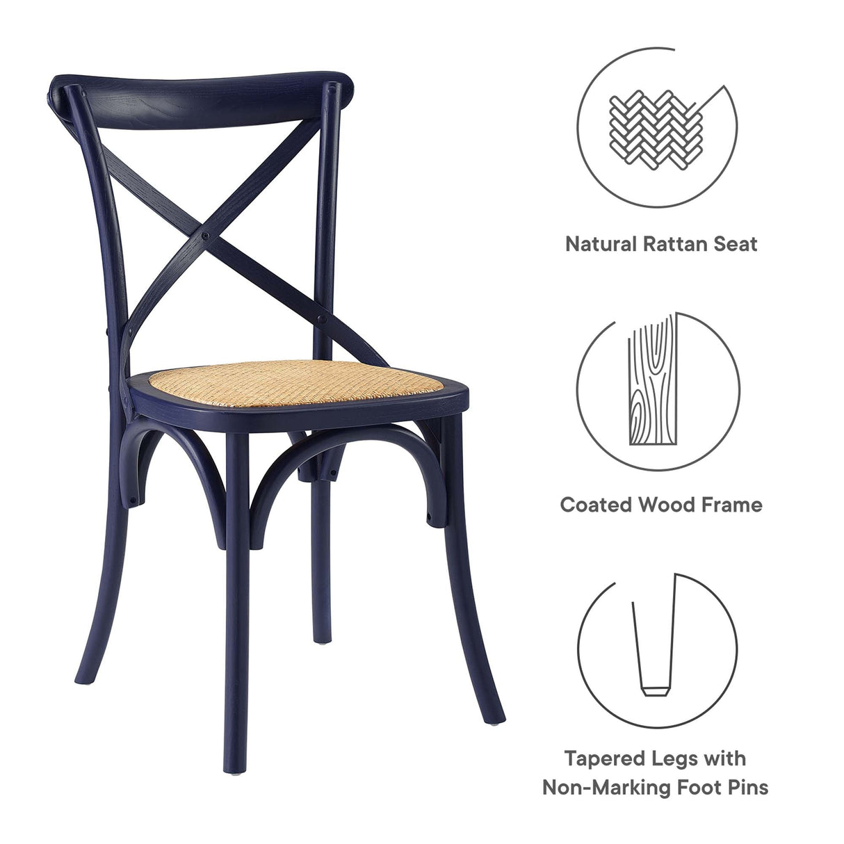Gear Spindle Back Wood Dining Side Chair Set of 2 - Rustic Modern & Tapered Legs