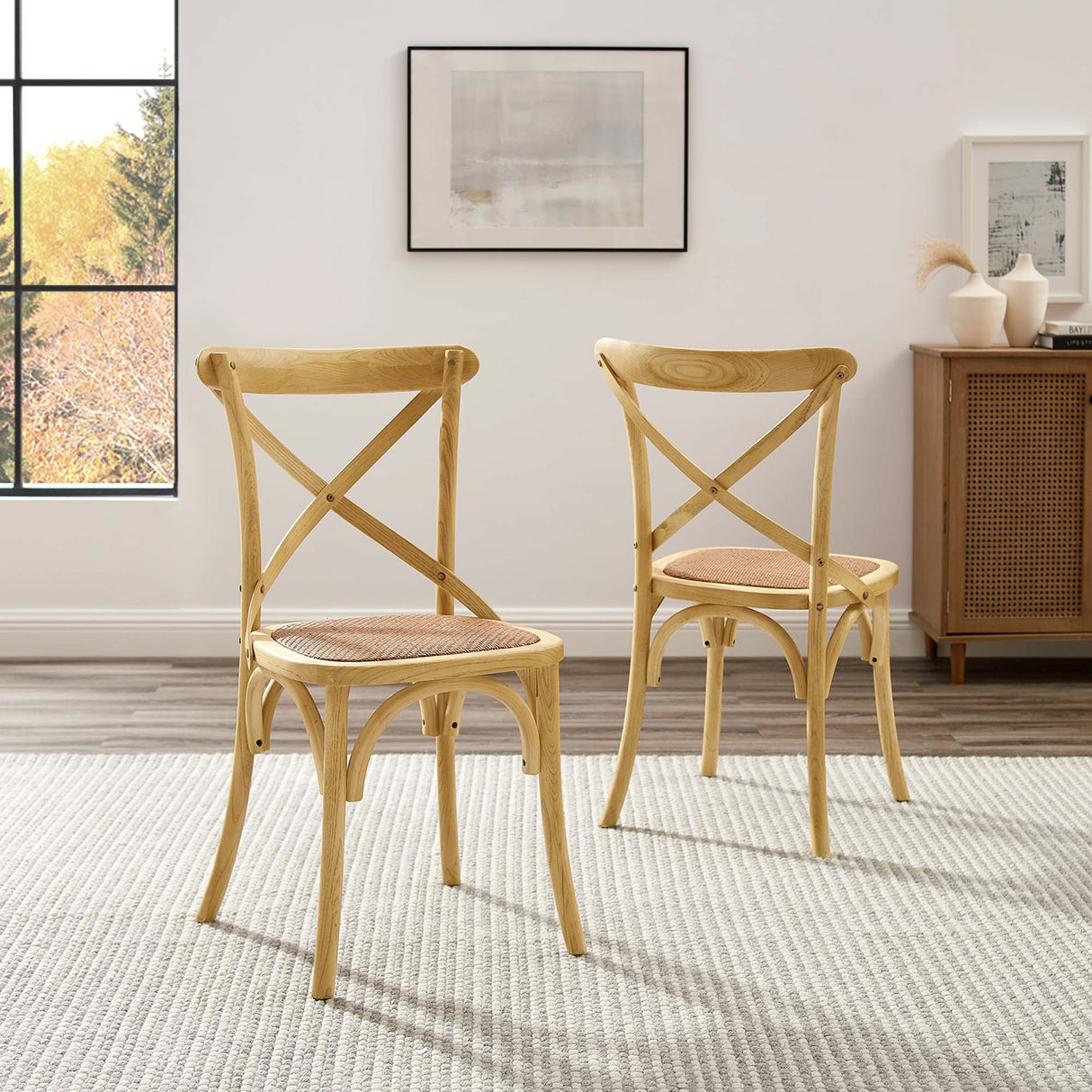 Gear Spindle Back Wood Dining Side Chair Set of 2 - Rustic Modern & Tapered Legs