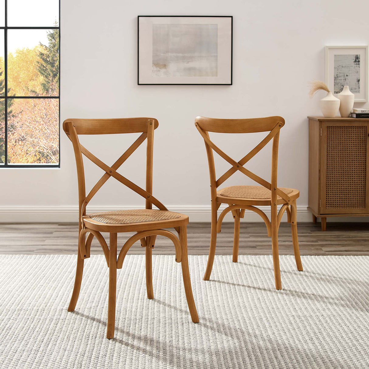 Gear Spindle Back Wood Dining Side Chair Set of 2 - Rustic Modern & Tapered Legs