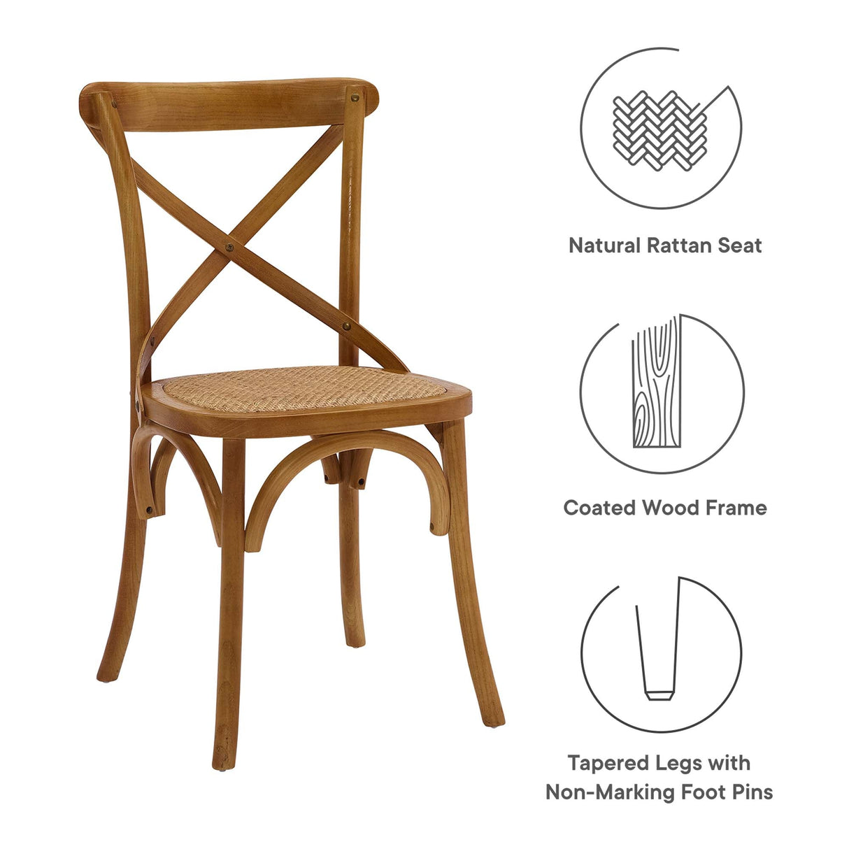 Gear Spindle Back Wood Dining Side Chair Set of 2 - Rustic Modern & Tapered Legs